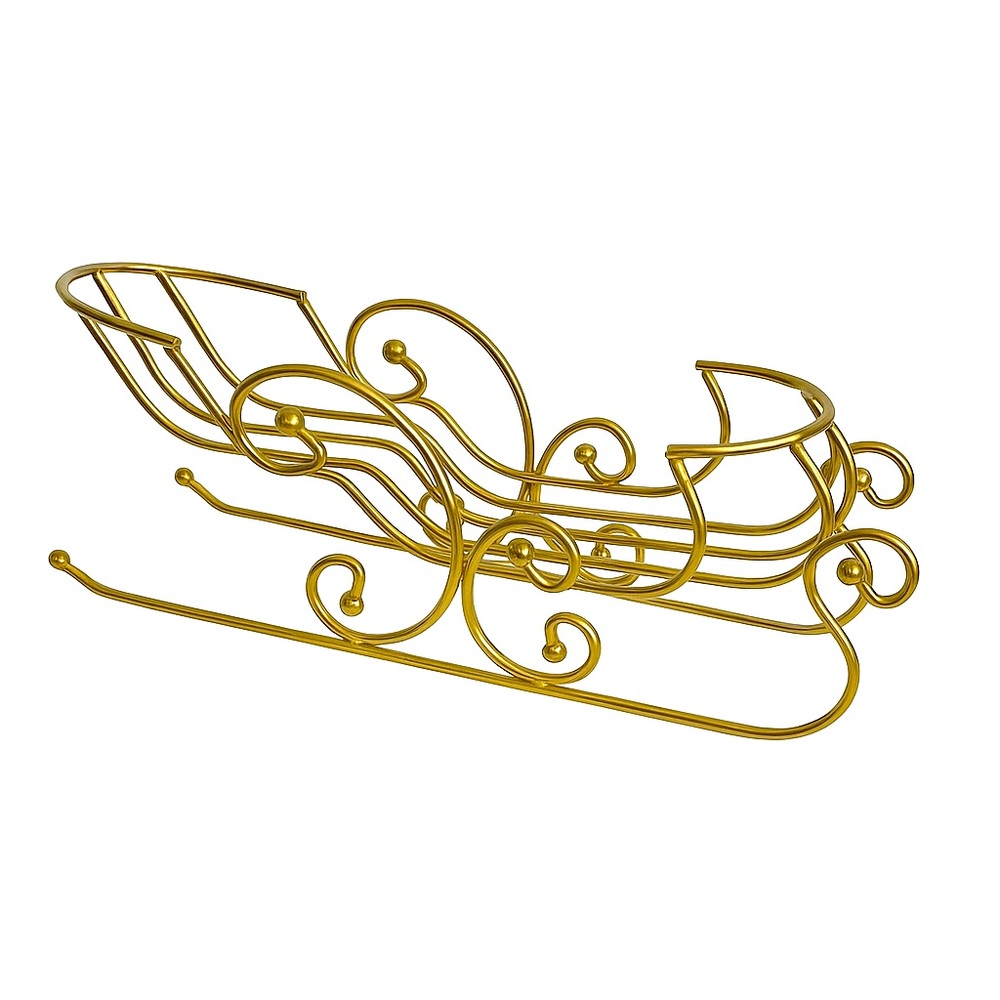 Vintage Gold Decorative Santa Sleigh Christmas Holiday Centerpiece winter decor